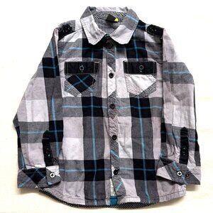 Petit Lem Plaid Collared Button Up Shirt for Boys Size 5